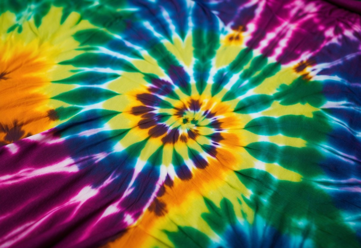 Vibrant fabric dyes swirl in intricate patterns on a taut cotton canvas, creating a stunning tie-dye masterpiece